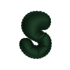 3D deep dark green color helium balloon letter S