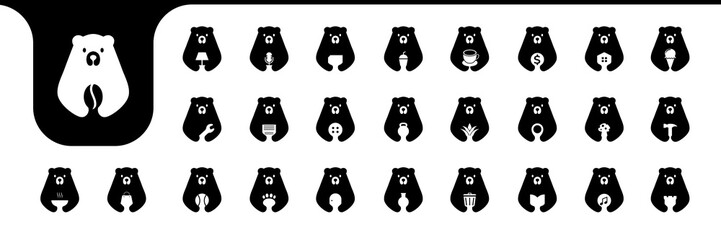 bear cute flat modern icon collection logo design vector