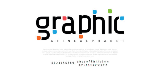 Graphic Future font creative modern alphabet fonts. Typography colorful bold with color dot regular. vector illustrator