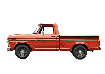 Fototapeta na wymiar a red pickup truck with black tires
