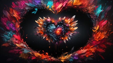 Vibrant and artistic representation of a heart. Modern Valentine's Day themed background. - obrazy, fototapety, plakaty