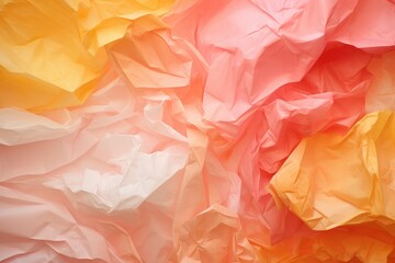 Fototapeta premium Soft Crumpled Paper Texture in Pastel Orange and Yellow Hues Generative AI