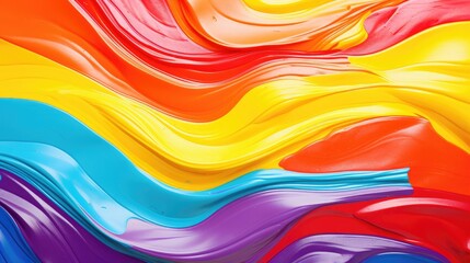 Vivid Swirl of Rainbow Paints: Abstract Color Symphony Generative AI