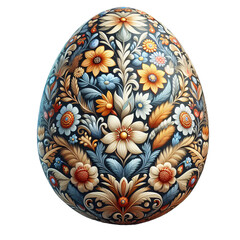 Slavic floral Easter egg isolated on transparent or white background, png
