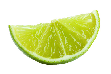 Lime wedge isolated on white or transparent background.