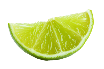 Lime wedge isolated on white or transparent background.