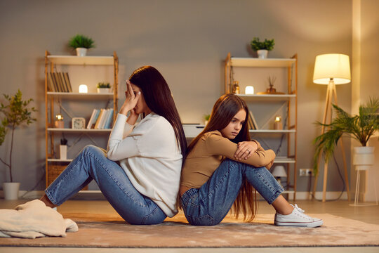 Mother and daughter conflict, miscommunication sitting back to each other. Adolescent separation, physical distance, less contact in family, parent, children emotional problem, differences in opinions