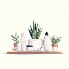Indoor Plant and Skincare Illustration