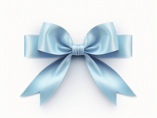 Naklejka premium Pastel blue shiny luxury silky gift ribbon with bow, great for Christmas, birthday, Valentine's Day, Anniversary Gift packing, isolated on white background 