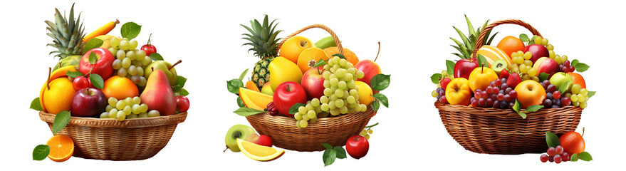 Naklejka na ściany i meble Fruits in a Wicker basket 