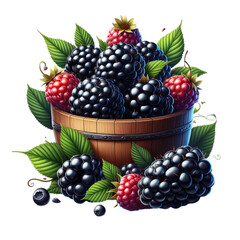 Naklejka na ściany i meble Blackberries isolated on transparent or white background, png