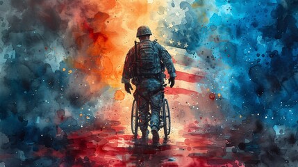 Fototapeta na wymiar Walking the American Dream A Soldier's Journey Generative AI