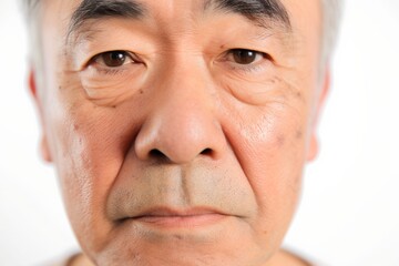 皺・たるみ・しみに悩むおじいさんの目元（眼瞼下垂・目の下のふくらみ・整形・若返り）	
