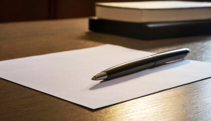 机の上に紙とペン