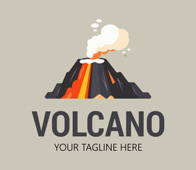 Creative abstract volcano logo. Power of nature concept. Mountain or hill sign. © Oleg
