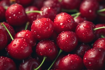 Fresh delicious cherries of fresh harvest. Fresh eco-friendly fruit and vegetables