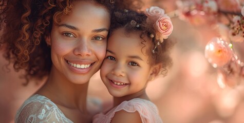 Mother and Daughter Duo Celebrating the Month of Love with a Heartwarming Smile Generative AI