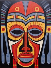 African Tribal Mask Designs: Serene Landscapes and Vibrant Ceremonies [Canvas Print]