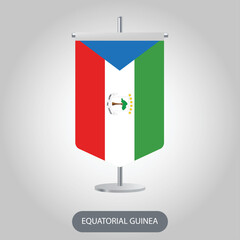 Equatorial Guinea vertical table flag on light grey background. Equatorial Guinea vertical desk flag isolated on grey background.