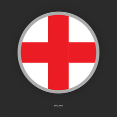 England circle sticker flag isolated on dark grey background. English round flag isolated on barely dark background.