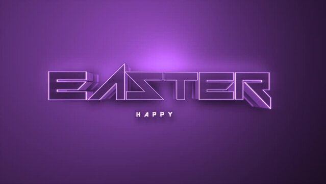 A futuristic, glowing purple easter text made of neon light stands out on a dark background, creating an eye-catching and vibrant visual effect