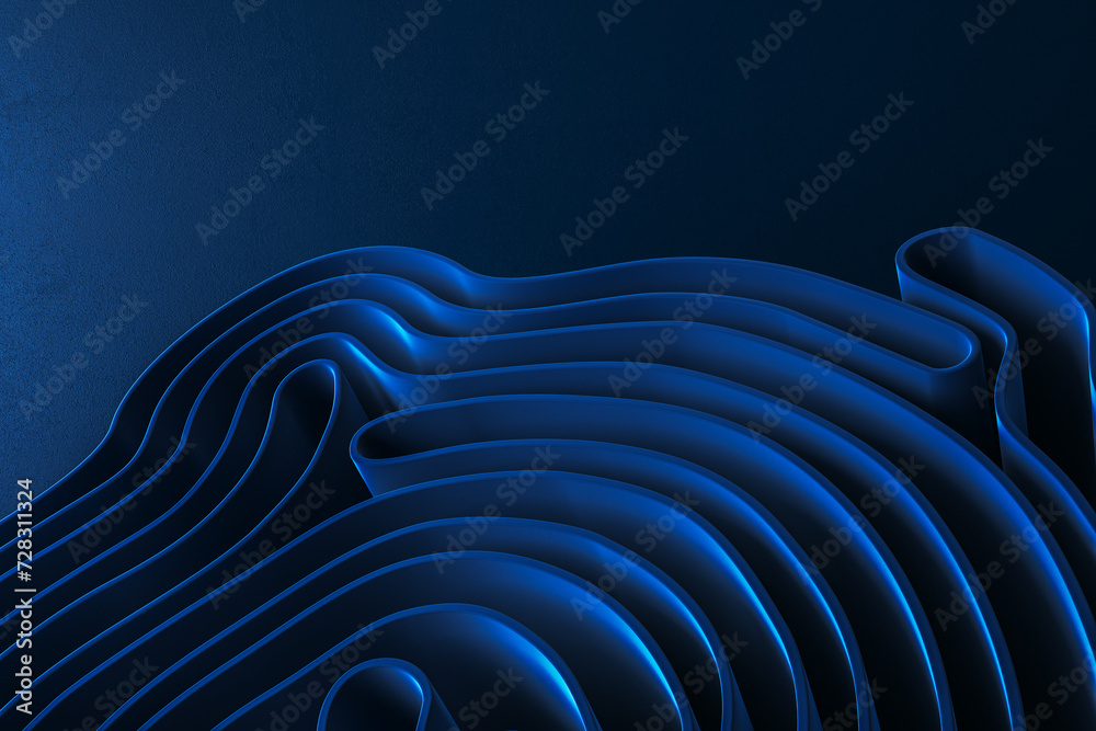 Poster creative royal blue cloth folds background. landing page and design concept. 3d rendering.