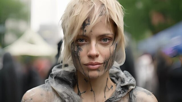 A scruffy film director with ling iceblue eyes advocates fiercely for representing lower socioeconomic strata. Her hands are always covered with smudges of black ink, symbolic of the scripts