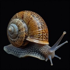 snail on black background