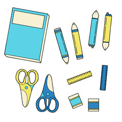 School Packs Icons Set Vector.