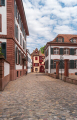 Basel, Switzerland. View of a tourist street with traditional houses.