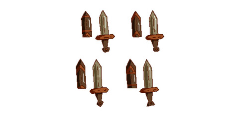 Set of Pixelated Swords Art Vector.