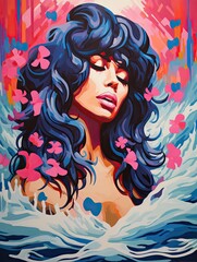 Bold Pop Diva Portraits by the Flowing Water: Stunning Stream Brook Art Capturing the Essence of a Songstress