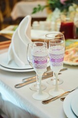 Beautifully decorated glasses for the newlyweds for the holiday. The tradition of event design