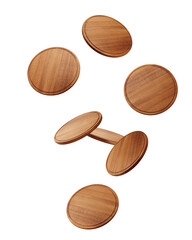 Falling wooden Cutting Board, isolated on white background, full depth of field
