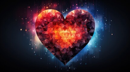Vibrant and artistic representation of a heart. Modern Valentine's Day themed background.