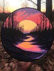 Classic Vinyl Record Art: Twilight Landscape Night-Time Spin Sessions