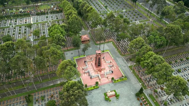 War cemetery in Cu Chi, Vietnam. Aerial