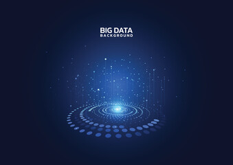 Big data visualization. Abstract technology innovation communication concept digital blue design background. Vector illustration
