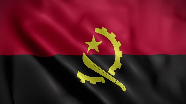 Angola waving flag, Flag of Angola Animation, Angolan Flag Closeup, 4k Angolan Flag Waving Animation