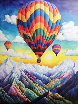Colorful Hot Air Balloon Art: Sky Festival Scenes - Framed Landscape Print