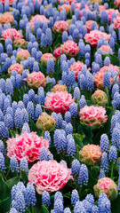 Flower show in the heart of spring tulip park Keukenhof in Amsterdam, Netherlands