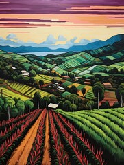 Fototapeta premium Vintage Cuban Cars Infused in a Picturesque Tobacco-Shrouded Artisanal Valley