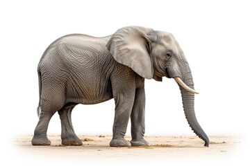 adult elephant on white background