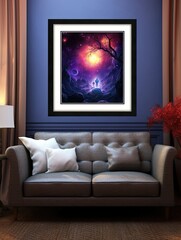Deep Space Nebula Art: Explosions of Color in Framed Landscape Print Showcasing Mesmerizing Nebula Formation