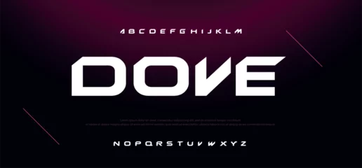 Fotobehang Dove creative modern urban alphabet font. Digital abstract moslem, futuristic, fashion, sport, minimal technology typography. Simple numeric vector illustration © Gfx