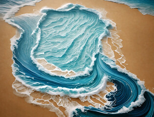 Fototapeta premium Amazing Beach Turquoise Water White Sand Deviantart Hyper Realistic Dark Illustration