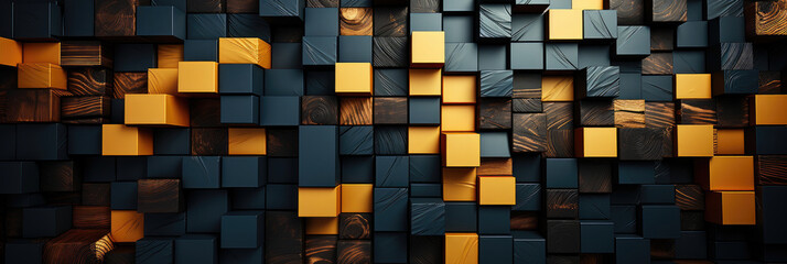 gold abstract background wallpapers, gold wood blocks background,geometrics,Black and gold 3d background	
