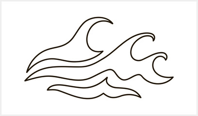 Doodle water wave clipart isolated. Hand drawn art. Sketch Vector stock illustration. EPS 10