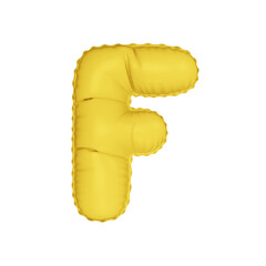 3D bright yellow color helium balloon letter F