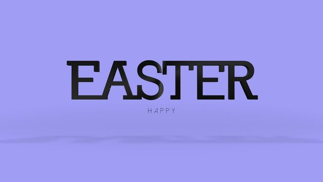 A minimalist design featuring the word Happy Easter in a simple font, set against a purple background. The image conveys the essence of Easter